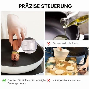 Dávkovač oleje s grilovacím štětcem - nádoba na skladování a dávkování oleje a silikonový štětec na