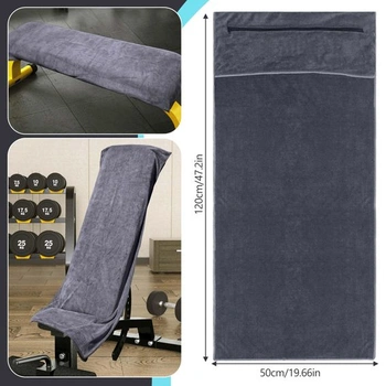 Fitness ručník 120x50cm, sportovní ručník s kapsou na zip, mikrovláknový ručník vyrobený z vysoce