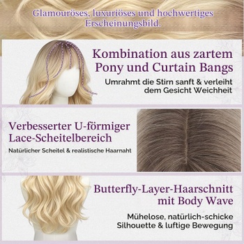 Paruka BARSDAR Přírodní blond ombre 56cm