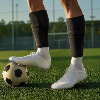 2 páry držiakov na chrániče holení s 1 párom futbalových chráničov holení, čierne + modré, veľkosť L