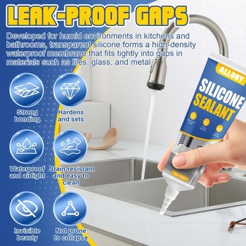 Priehľadný silikónový tmel na sanitárne použitie, 150 ml, vodeodolný, na utesnenie švov