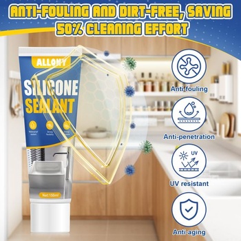 Priehľadný silikónový tmel na sanitárne použitie, 150 ml, vodeodolný, na utesnenie švov