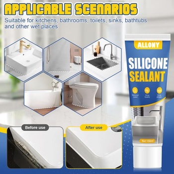 Priehľadný silikónový tmel na sanitárne použitie, 150 ml, vodeodolný, na utesnenie švov