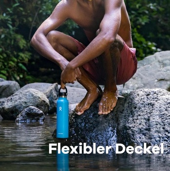 Vákuovo izolovaná fľaša na vodu Hydro Flask z nerezovej ocele s nepriepustným vekom Flex a práškovým