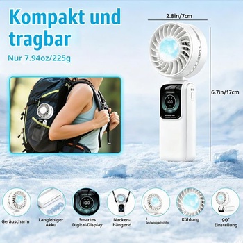 Ruční ventilátor TOGETDREAM s ledovým chlazením, přenosný mini ventilátor s USB a 5 rychlostmi,