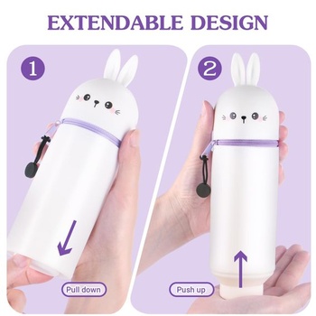 Kawaii Federmäppchen, biely králik Silikón Federmäppchen 2 v 1