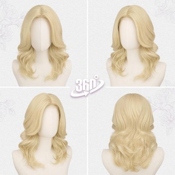 BARSDAR Krátká vlnitá přírodní blond paruka, blond paruky po ramena pro ženy, krátká vlnitá