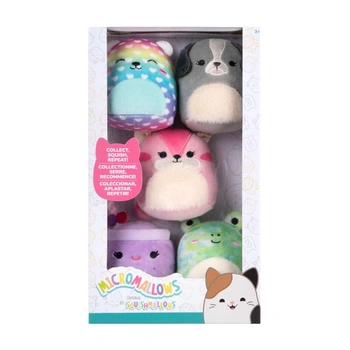Squishmallows Micromallows SQMM0185-5er balení, super velké mini, plyšové figurky 6,5 cm (Marley,