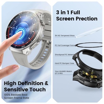 Puzdro Neitra 2 kusy pre Huawei Watch GT6 Pro 46mm, pevné PC, ochranné nárazníky, číre + čierne (s