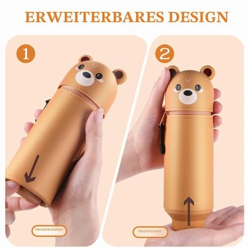 Kawaii Federmäppchen, medveď hnedý Silikón Federmäppchen 2 v 1