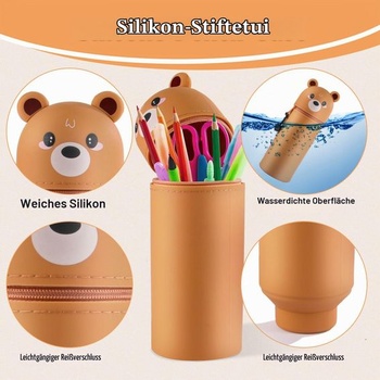 Kawaii Federmäppchen, medveď hnedý Silikón Federmäppchen 2 v 1