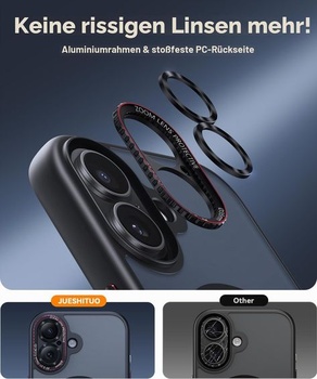 Puzdro JUESHITUO pre iPhone 17 s MagSafe [Ochrana fotoaparátu] [Tlačidlo pre ovládanie fotoaparátu]
