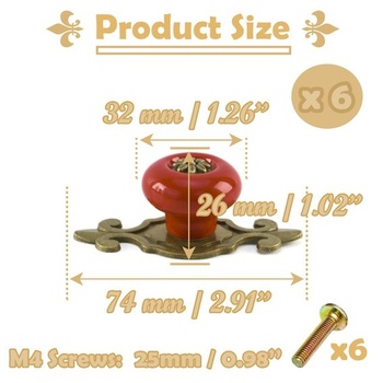 Vintage keramické úchytky na zásuvky, 6 kusov, keramické gombíky na skrinky, vintage keramické