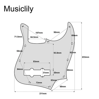 Hudobný Ultra 10-dierový eloxovaný hliníkový pickguard pre J-bass, zlatý