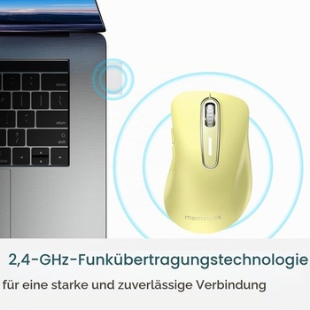 Bezdrátová myš memzuoix, 5 tlačítek, 1400 DPI, 2,4 GHz, USB přijímač – žlutá