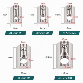 Drážkové matice M8 s kulovým kloubem, drážka 8 mm, 50 kusů, drážkové matice řady 40 4040 M8 50