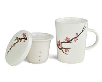 Porcelánový hrnček Royal Tea so sitkom biely Sakura II. akosť
