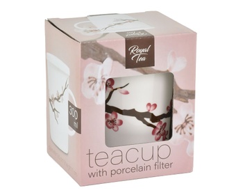 Porcelánový hrnek Royal Tea se sítkem bílý Sakura II. jakost