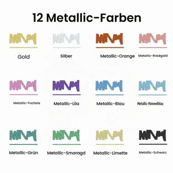 Akrylové fixky Artecho, 12 metalických farieb, 0,5-5 mm, vodeodolné fixky s dvojitým hrotom (štetec a