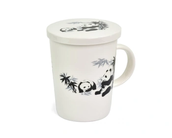 Porcelánový hrnek Royal Tea se sítkem bílý Panda II. jakost