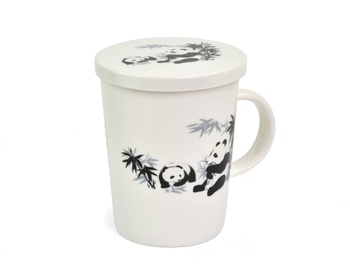 Porcelánový hrnek Royal Tea se sítkem bílý Panda II. jakost