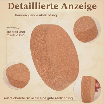 2 kuželové korkové zátky, velké zátky na vinné lahve, dřevěné skleněné zátky, korkové zátky z
