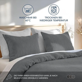 Povlak na polštář Dreamzie 30x50 cm, sada 2 kusů - 100% praná bavlna, tmavě šedý, certifikovaný