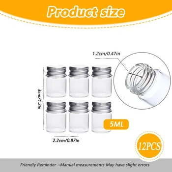 5ml lahvičky, čiré skleněné lahvičky na cukrovinky s hliníkovým šroubovacím uzávěrem, silné,