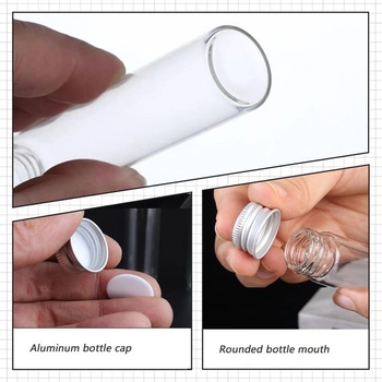 5ml lahvičky, čiré skleněné lahvičky na cukrovinky s hliníkovým šroubovacím uzávěrem, silné,