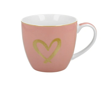 Hrnek Zlaté srdíčko, růžový 400 ml, II. jakost