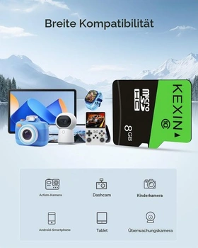 Paměťová karta KEXIN Micro SD 8GB, 2 ks, třída 10 UHS-I, microSDHC, včetně SD adaptéru, paměťová
