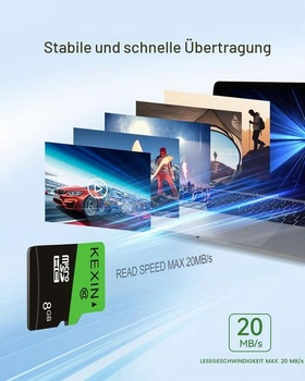 Paměťová karta KEXIN Micro SD 8GB, 2 ks, třída 10 UHS-I, microSDHC, včetně SD adaptéru, paměťová