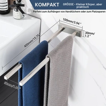 SAYAYO věšák na ručníky z kartáčované nerezové oceli 40 cm