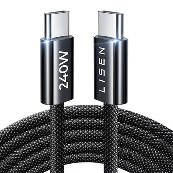 Kábel LISEN USB C, 240W [2m] PD3.0, rýchlonabíjací kábel USB C na USB C, nylonový opletený nabíjací