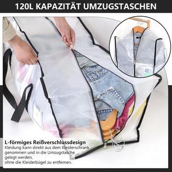 Dntorx 2 kusy úložných tašiek s objemom 120 l, odolné sťahovacie tašky, priehľadné sťahovacie krabice,