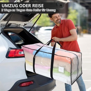 Dntorx 2 kusy úložných tašiek s objemom 120 l, odolné sťahovacie tašky, priehľadné sťahovacie krabice,