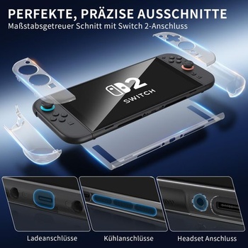 Pouzdro Kiiwah pro Nintendo Switch 2, průhledné pouzdro kompatibilní se Switch 2, ochranné pouzdro