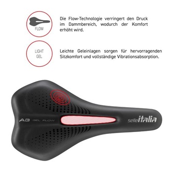 Selle Italia A3 - Sedlo na bicykel, pohodlné s gélom, anatomický výrez, vodeodolné a vhodné pre