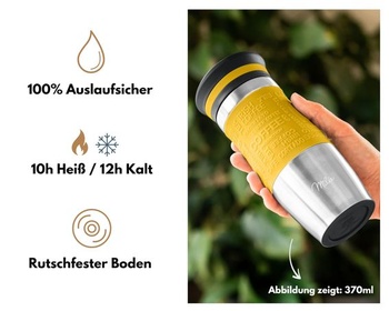 Termohrnček Milu Coffee to Go 370ml, 450ml, izolovaný hrnček na kávu - 100% nepriepustný - hrnček z