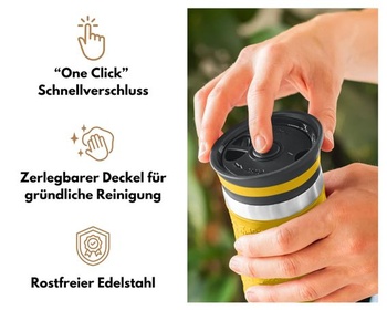 Termohrnček Milu Coffee to Go 370ml, 450ml, izolovaný hrnček na kávu - 100% nepriepustný - hrnček z