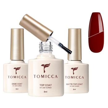 Súprava TOMICCA Base Coat, bez Wipe Top Coat a Matte Top Coat, 3 x 8 ml, 47 DE