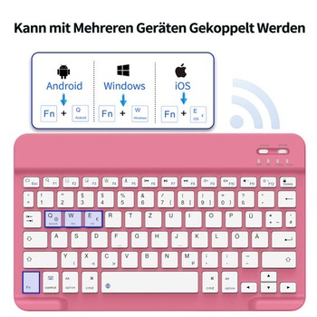 Bezdrôtová prenosná Bluetooth klávesnica aoub s nemeckým rozložením QWERTZ, červená