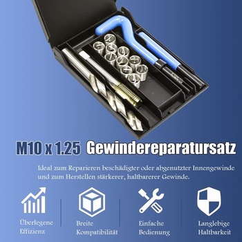 Súprava na opravu závitov Helicoil M10 x 1,5 mm, nástroj na opravu závitov Helicoil, súprava drôtených