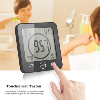 Digitální budík do koupelny, hodiny do sprchy s přísavkou, LCD displej, nástěnné hodiny s funkcí