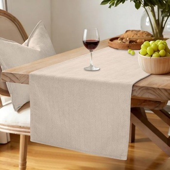 ZWJD Moderný béžový behúň na stôl, umývateľný, elegantný dizajn, mäkký a luxusný, dekoratívny do