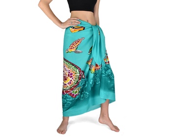 Sarong - Pareo VERADIS, zelený, korytnačky a ryby, II. akosť