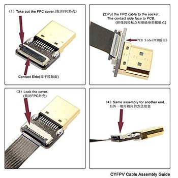 Chenyang CYFPV 90 stupňov dole uhlový FPV Mini HDMI samec na HDMI samec FPC plochý kábel 20 cm pre