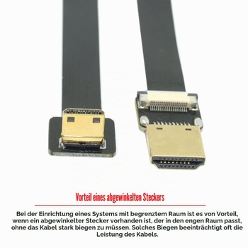 Chenyang CYFPV 90 stupňov dole uhlový FPV Mini HDMI samec na HDMI samec FPC plochý kábel 20 cm pre