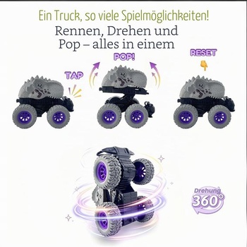 Monster Truck, 2dielna sada autíčok s inerciálnym pohonom, otočná o 360 °, vyskakovací efekt, detská