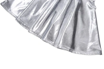 Dámská lesklá minisukně s vysokým pasem, tekutým vzorem, metalická, s elastickým pasem, áčkové